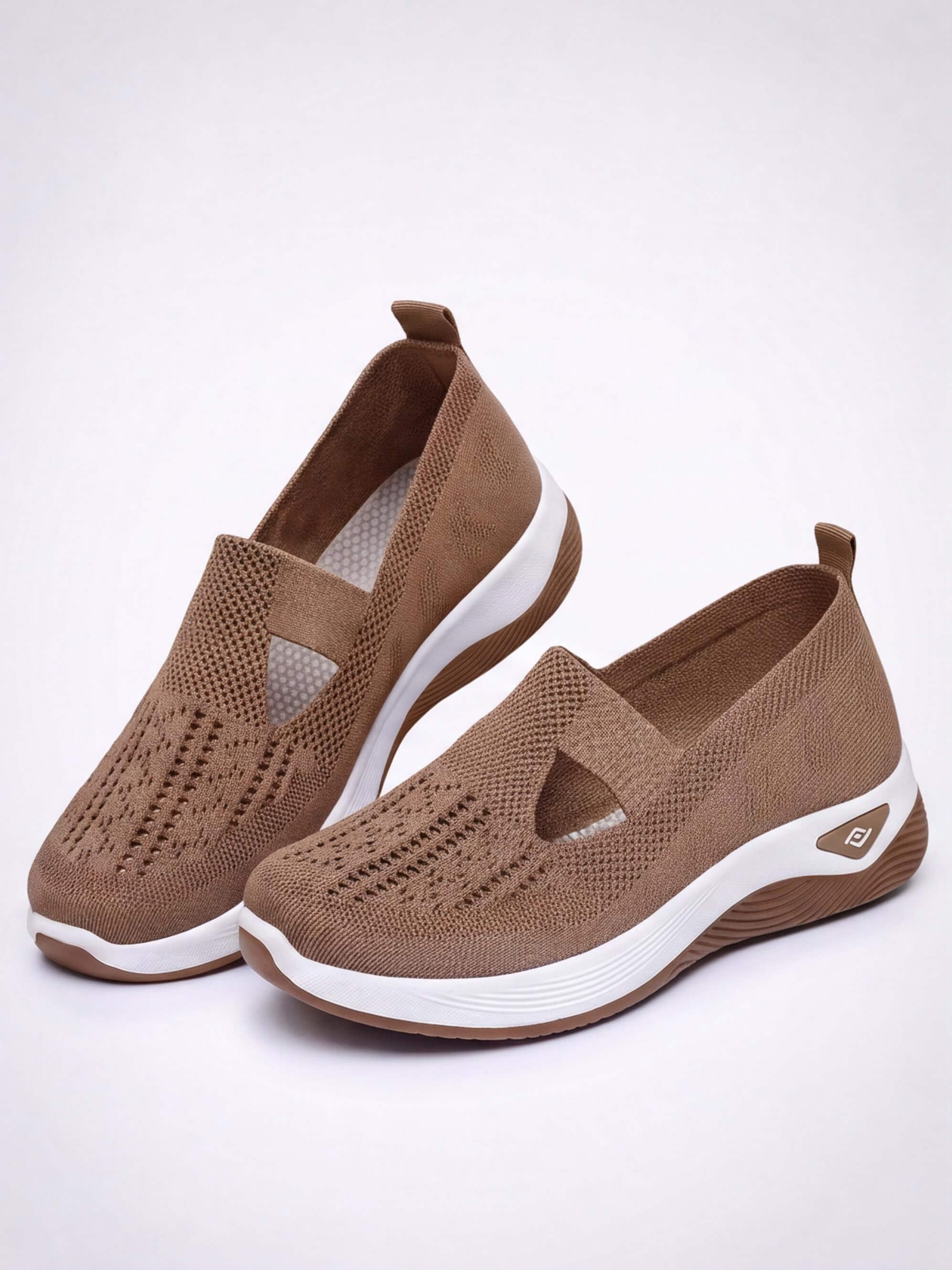 Women’s Casual Knit Slip-On Sneakers – Cutout Design