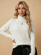 Women’s High-Neck Knit Sweater – Soft Texture & Elegant Everyday Fit