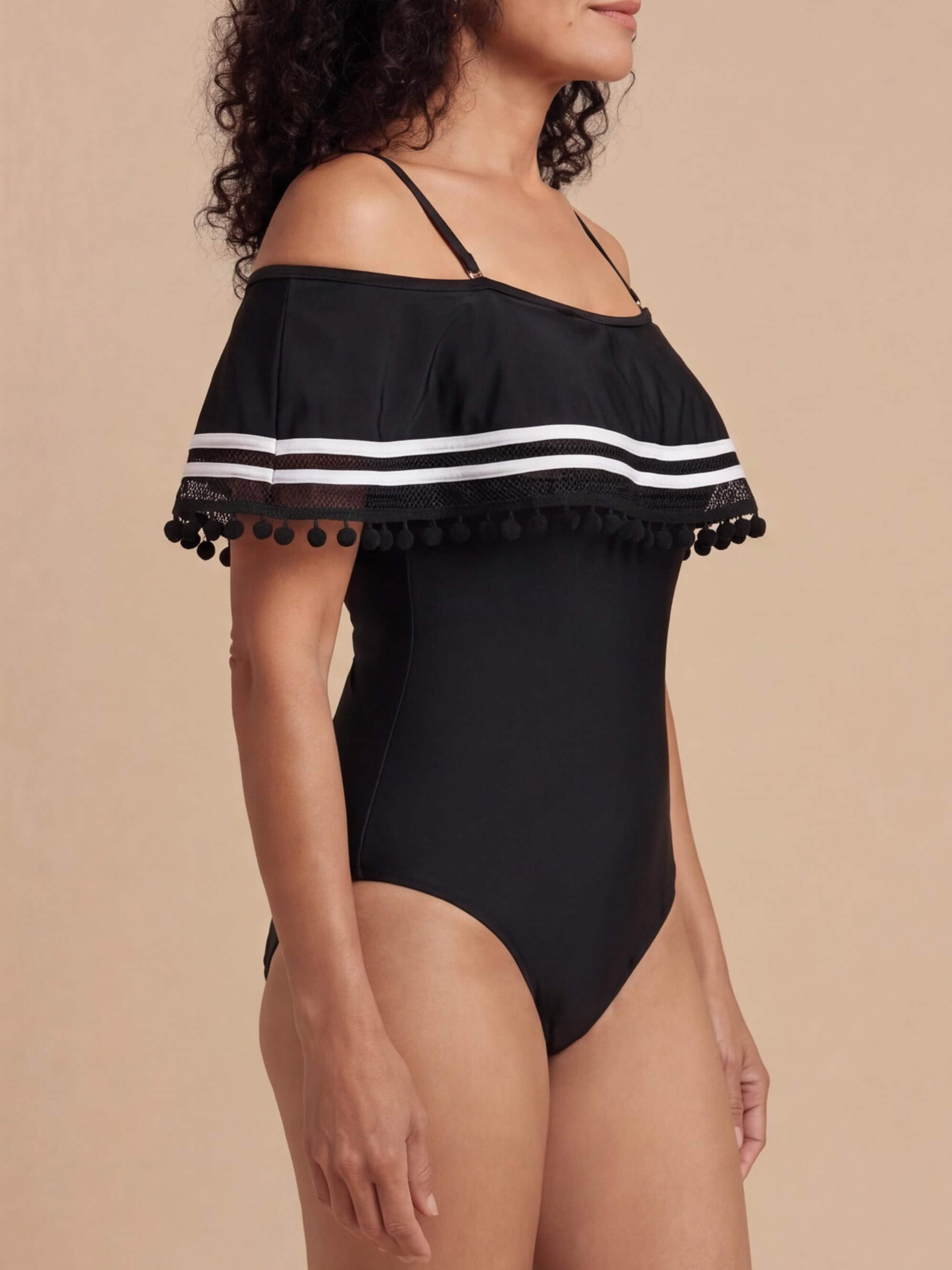 Women’s Off-Shoulder Ruffle With Straps One-Piece Swimsuit