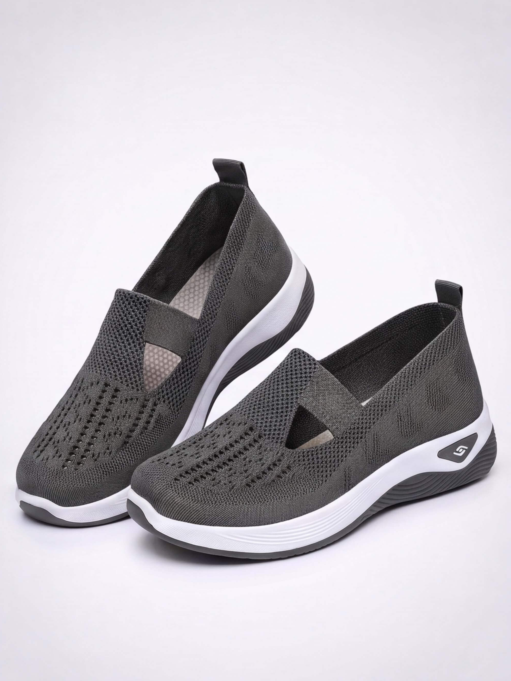 Women’s Casual Knit Slip-On Sneakers – Cutout Design