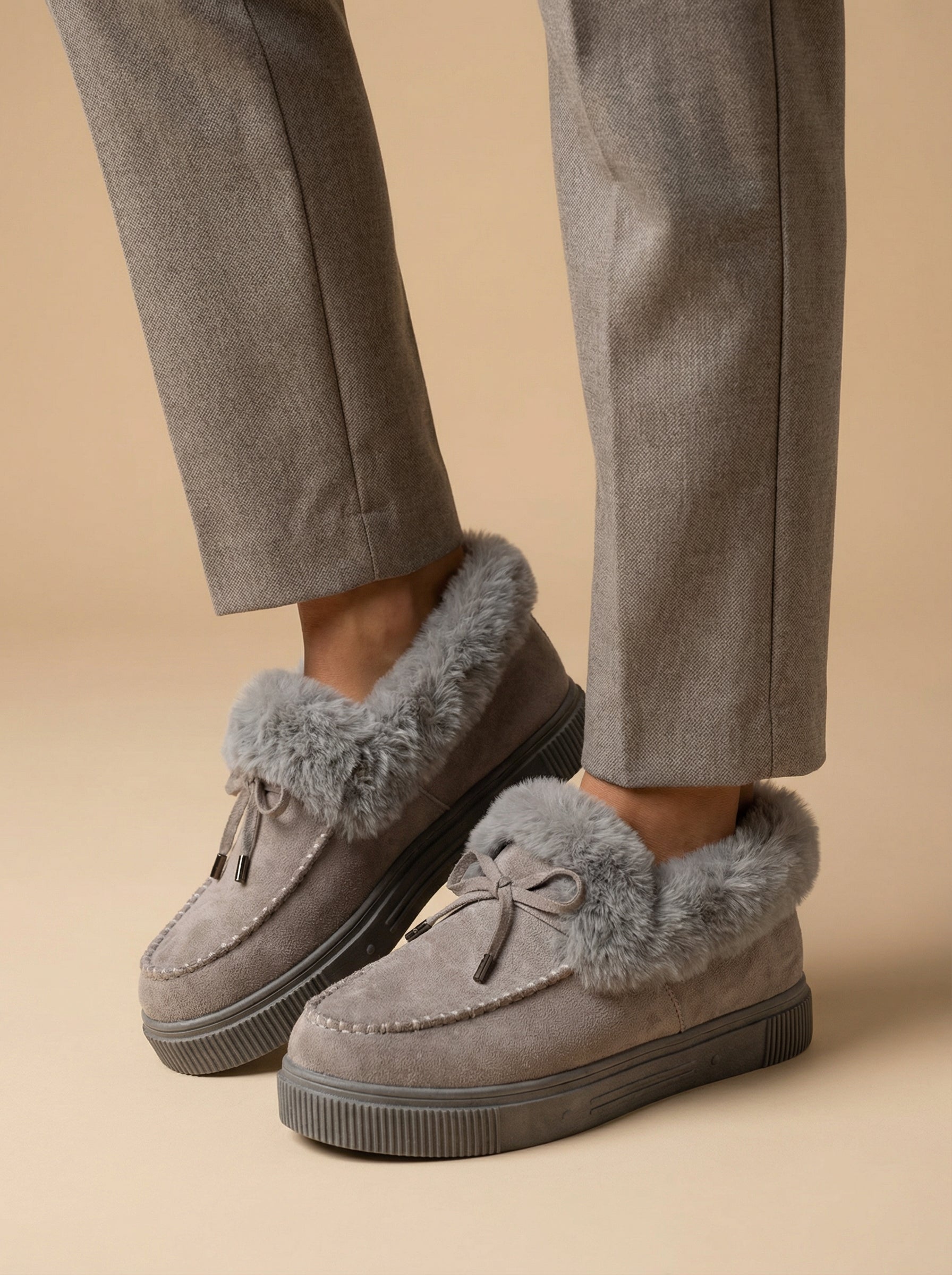 Women’s Wide-Fit Winter Slip-On Shoes – Faux-Fur Trim