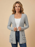 Women’s Ribbed V-Neck Cardigan – Casual Fit & Everyday Comfort