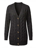 Women’s Elegant Textured Knit Cardigan – Soft V-Neck & Relaxed Spring Comfort