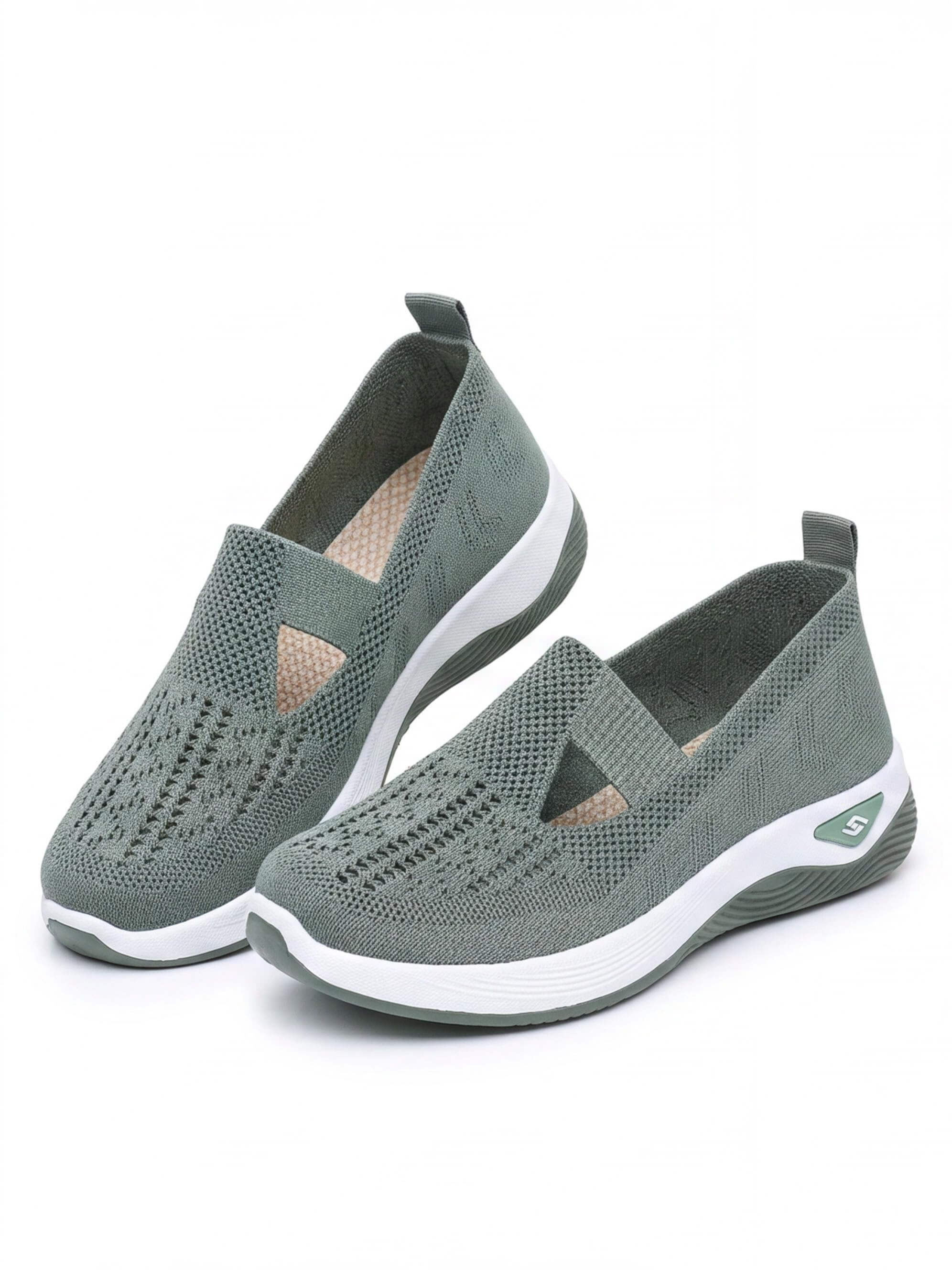 Women’s Casual Knit Slip-On Sneakers – Cutout Design