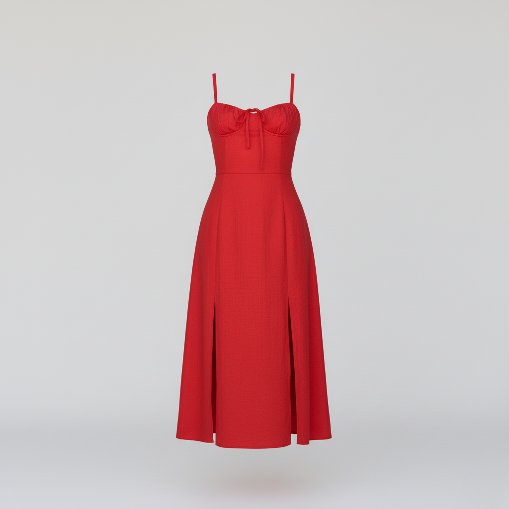 Elegant Floral Corset Midi Dress – Feminine & Flattering