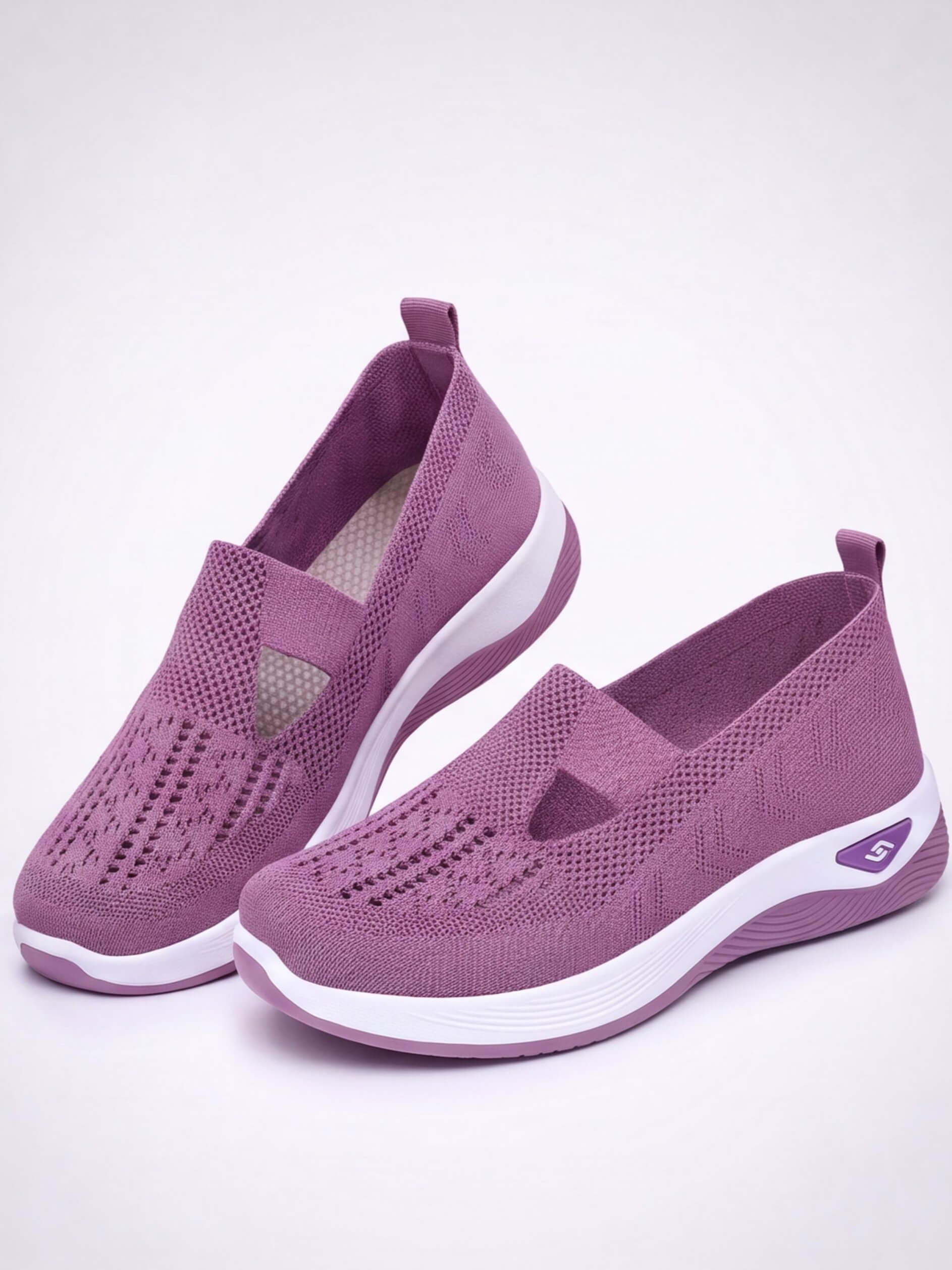 Women’s Casual Knit Slip-On Sneakers – Cutout Design