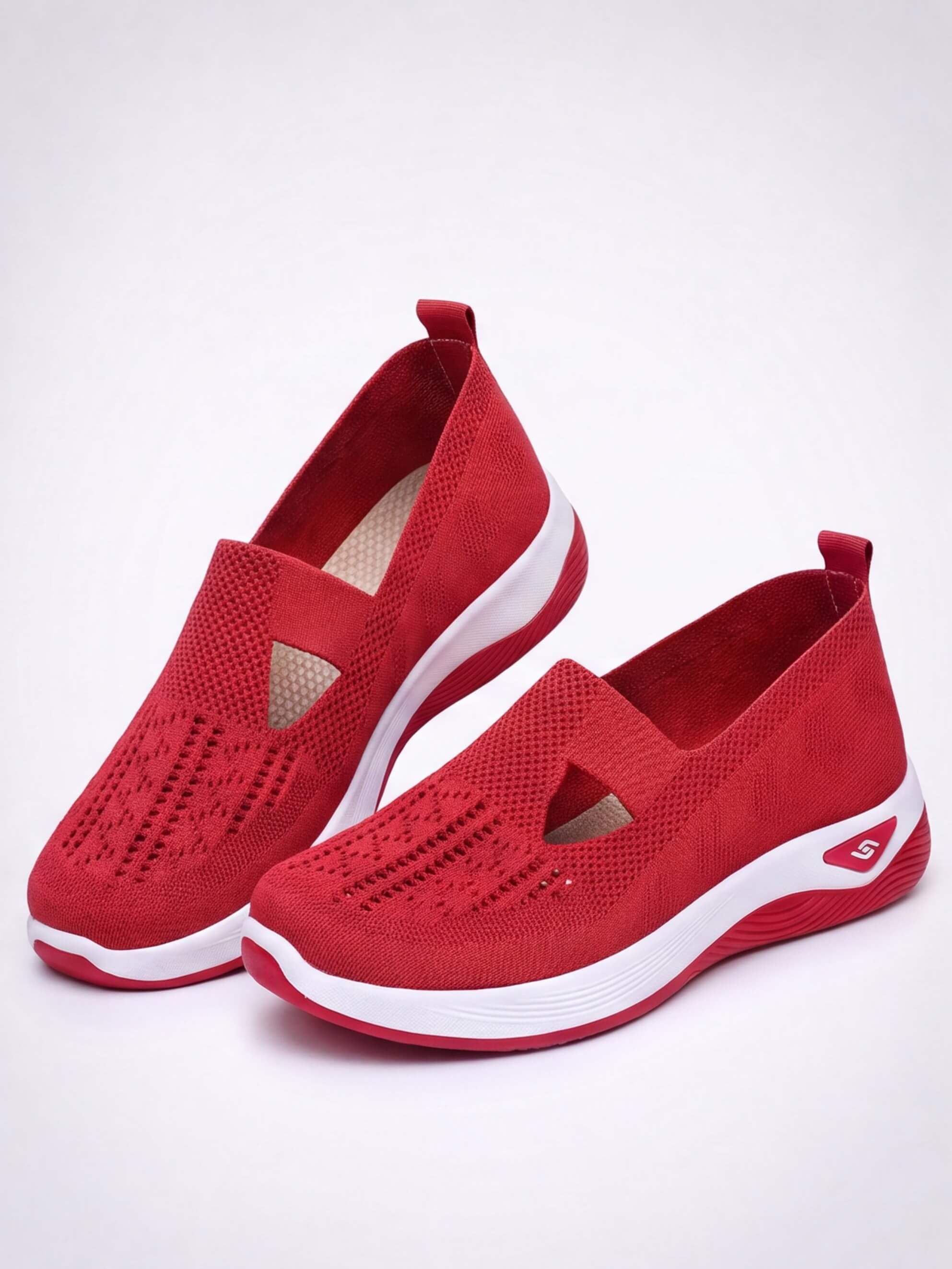 Women’s Casual Knit Slip-On Sneakers – Cutout Design