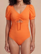 Women’s Puff Sleeve Cut-Out One-Piece Swimsuit