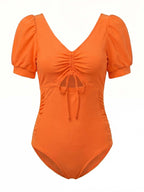 Women’s Puff Sleeve Cut-Out One-Piece Swimsuit