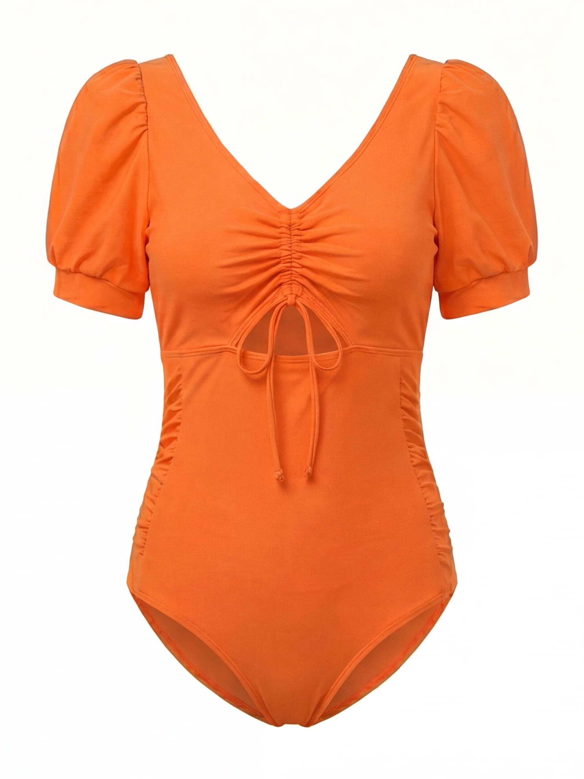 Women’s Puff Sleeve Cut-Out One-Piece Swimsuit
