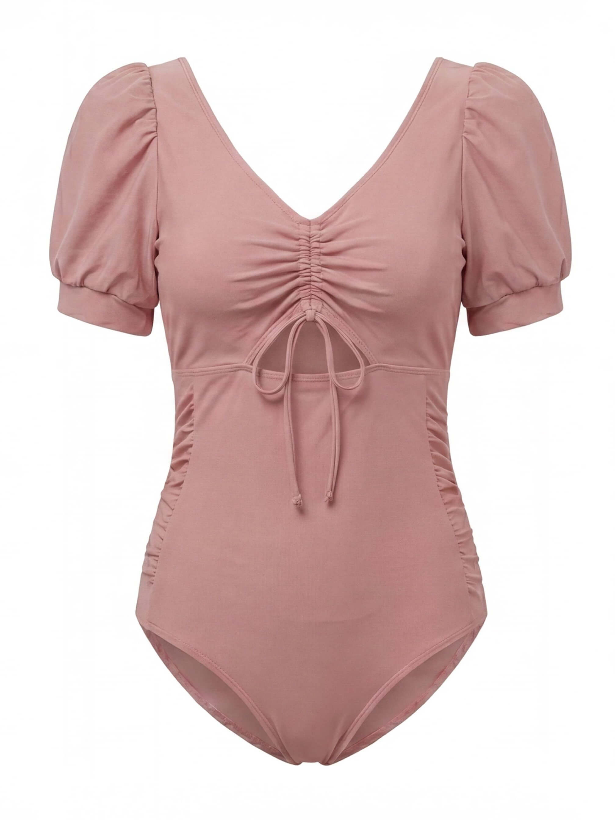Women’s Puff Sleeve Cut-Out One-Piece Swimsuit