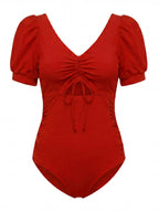 Women’s Puff Sleeve Cut-Out One-Piece Swimsuit