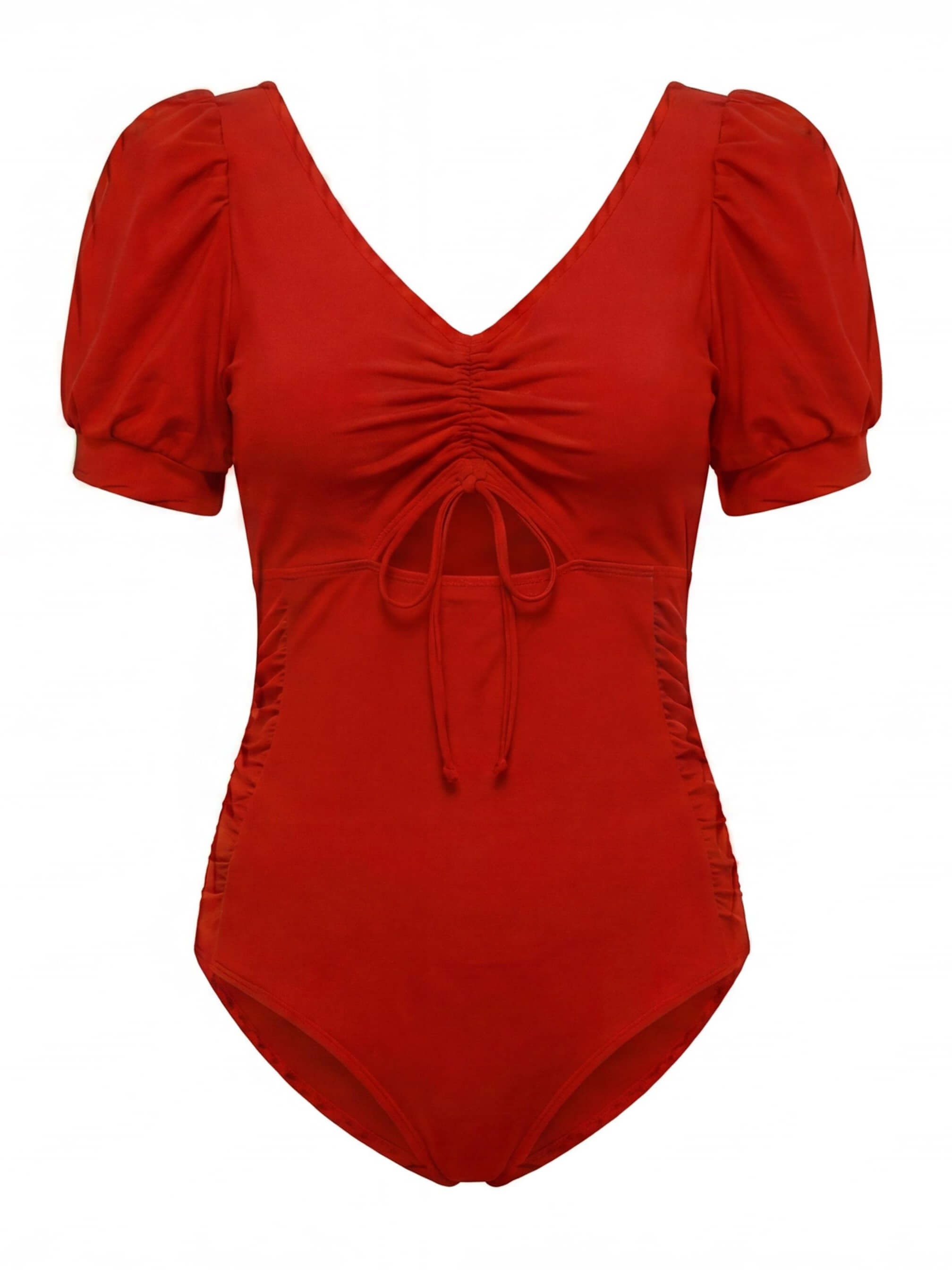 Women’s Puff Sleeve Cut-Out One-Piece Swimsuit