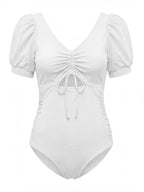 Women’s Puff Sleeve Cut-Out One-Piece Swimsuit