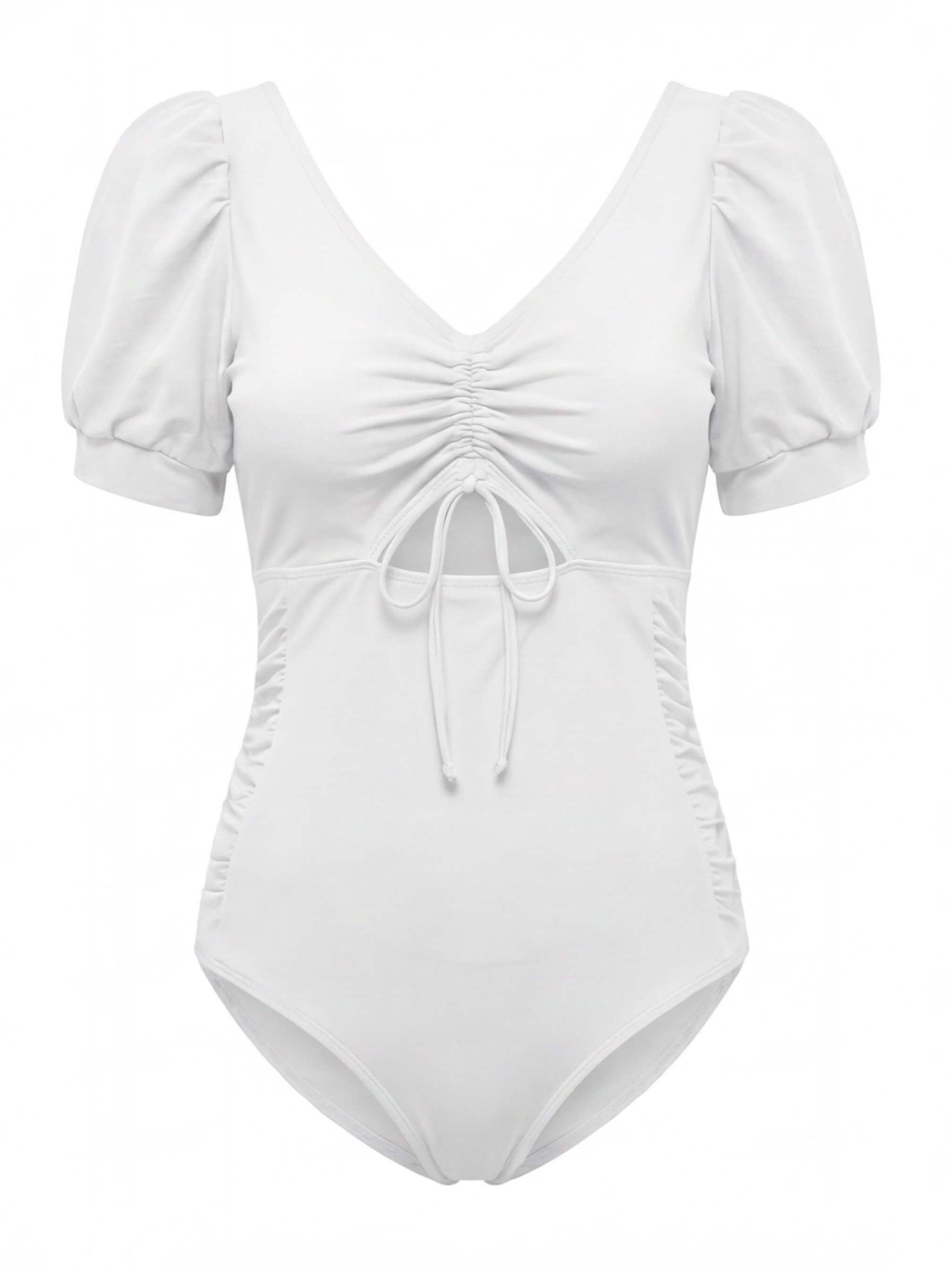 Women’s Puff Sleeve Cut-Out One-Piece Swimsuit