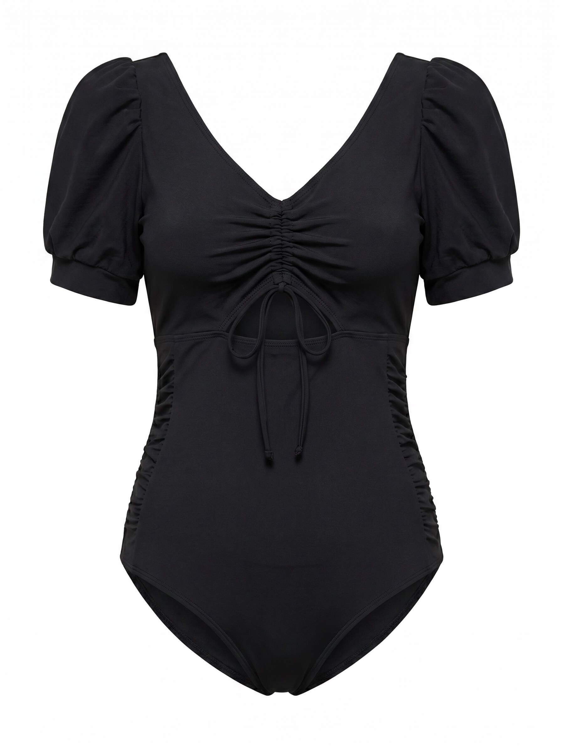 Women’s Puff Sleeve Cut-Out One-Piece Swimsuit
