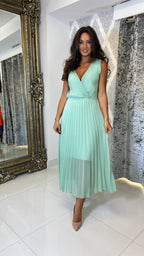 Arielle Pleated Midi Dress – Mint