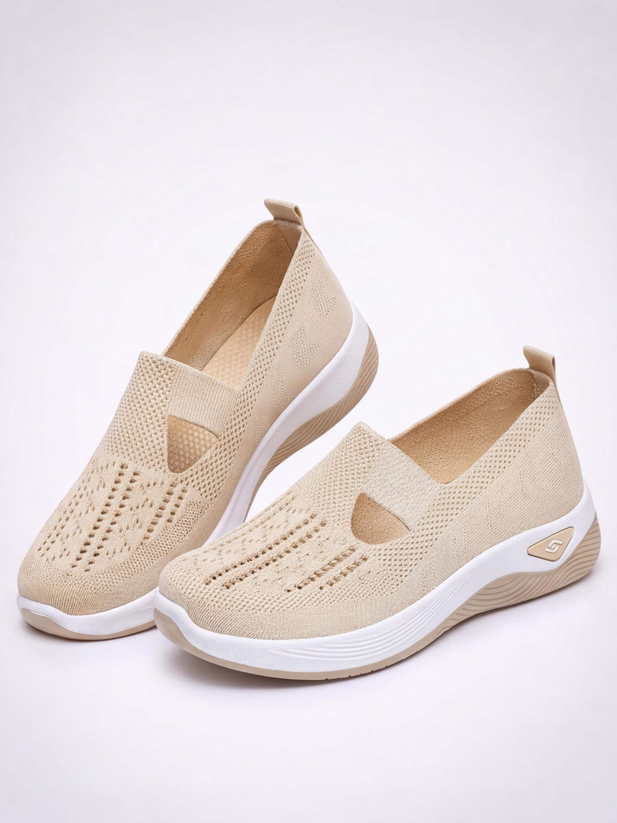 Women’s Casual Knit Slip-On Sneakers – Cutout Design