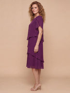 Women’s Elegant Chiffon Layered Dress – Round Neck