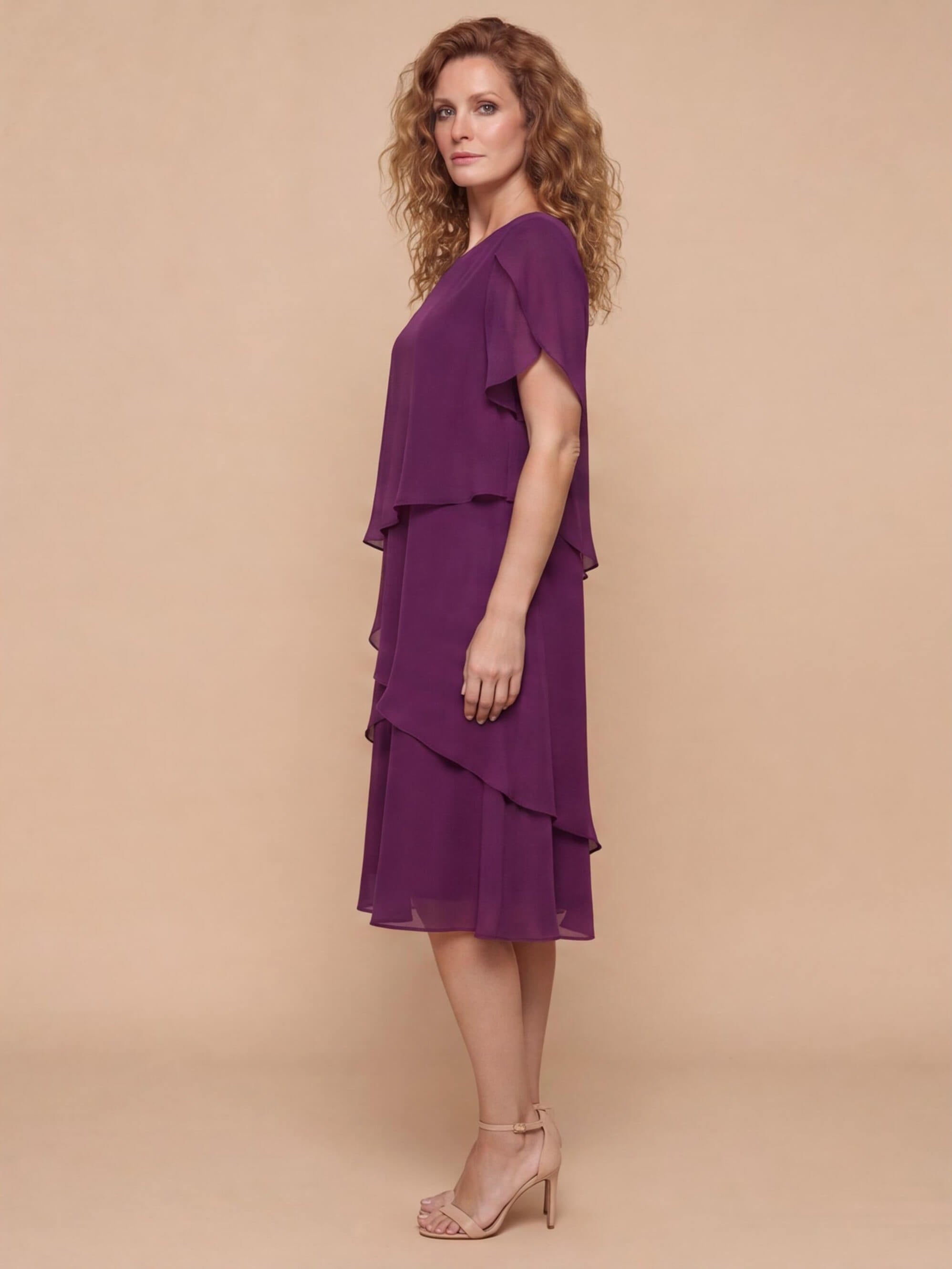 Women’s Elegant Chiffon Layered Dress – Round Neck