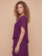 Women’s Elegant Chiffon Layered Dress – Round Neck