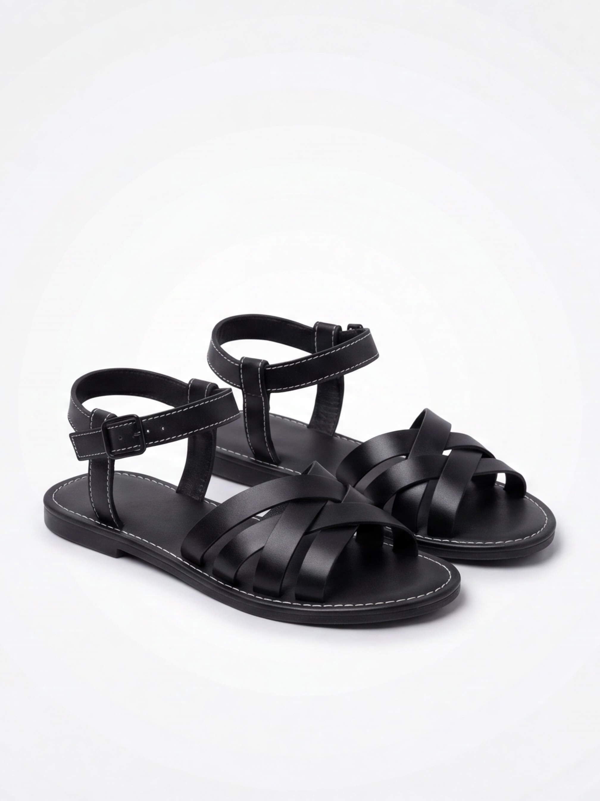 Women’s Flat Sandals-Strappy Caged