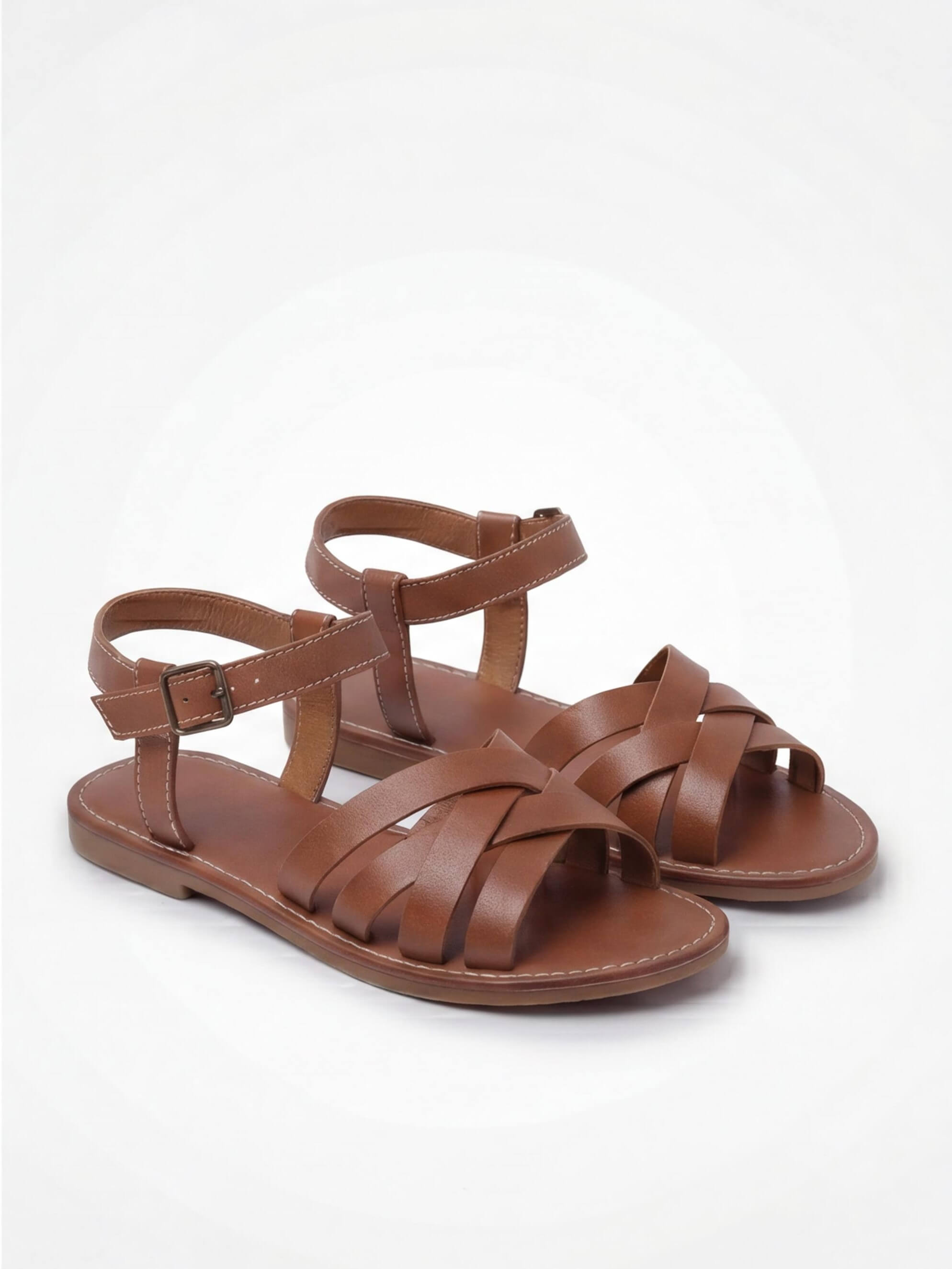 Women’s Flat Sandals-Strappy Caged