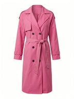 Women’s Long Trench Coat – Belted Waist & Water-Repellent Finish