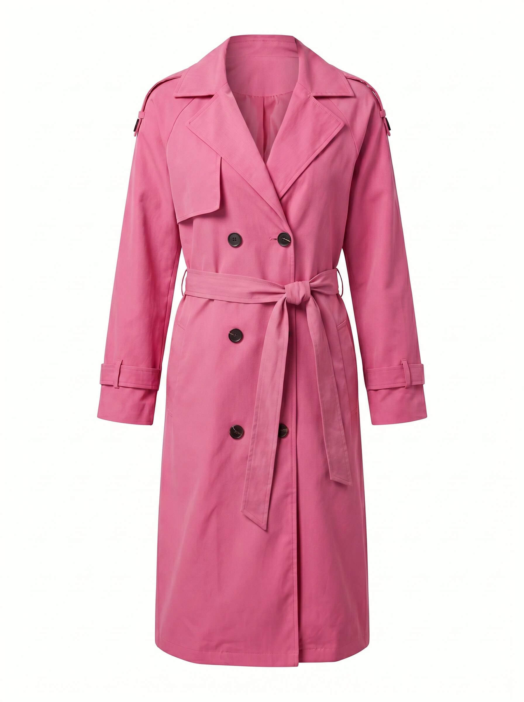 Women’s Long Trench Coat – Belted Waist & Water-Repellent Finish
