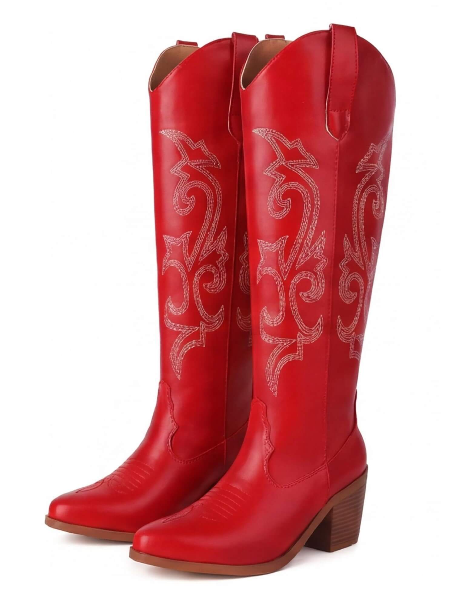 Women’s Knee-High Heeled Boots- Western Stitch