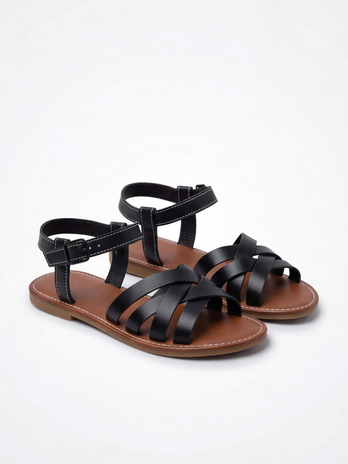 Women’s Flat Sandals-Strappy Caged